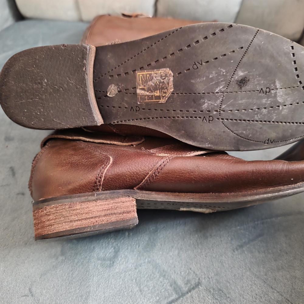 Brown Leather Women's Over-Calf Boots - Picture 3 of 3